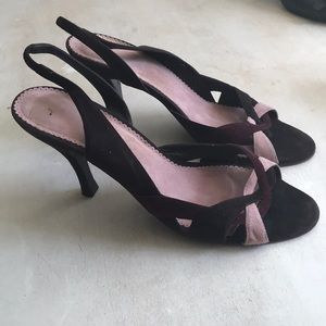 Delman shoes suede pink & brown heels